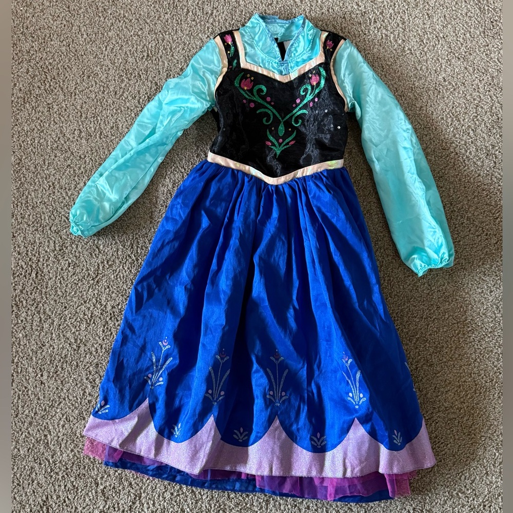 Disney Ana Frozen Dress Girls Blue and Teal Princess Dress